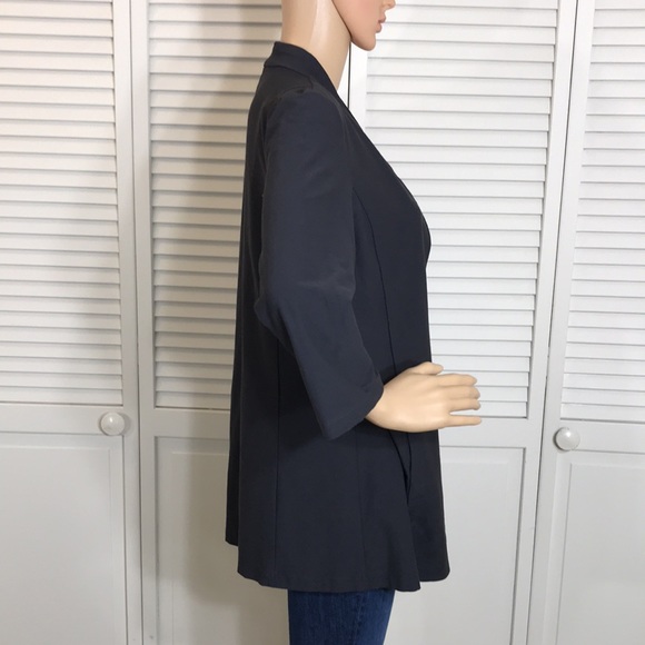 EILEEN FISHER Stretch-Crêpe Dark Gray Cardigan Medium Petite - Picture 4 of 12